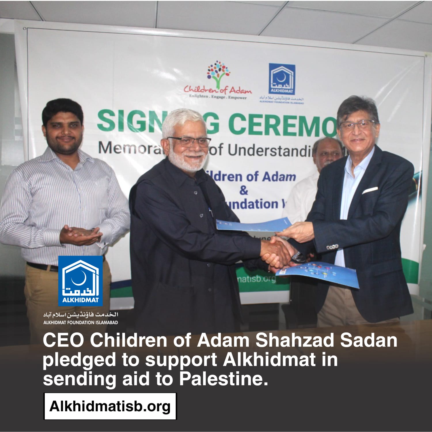 Alkhidmat Foundation Islamabad and Children of Adam signed a MoU